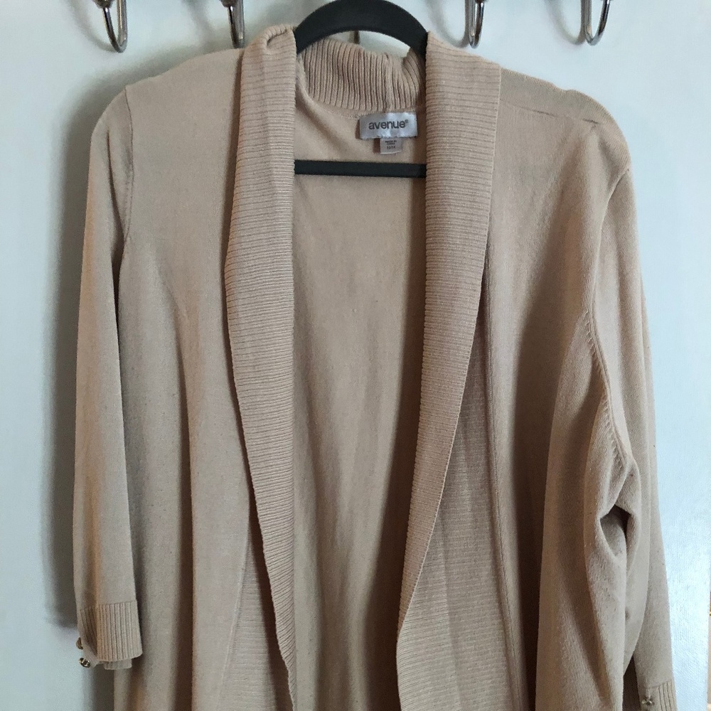 Avenue Beige Open Front Cardigan